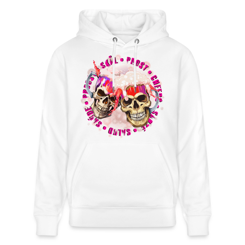 Party Skull Design Pink – Unisex Bio-Hoodie - Weiß
