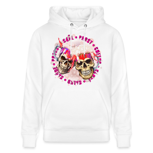 Party Skull Design Pink – Unisex Bio-Hoodie - Weiß