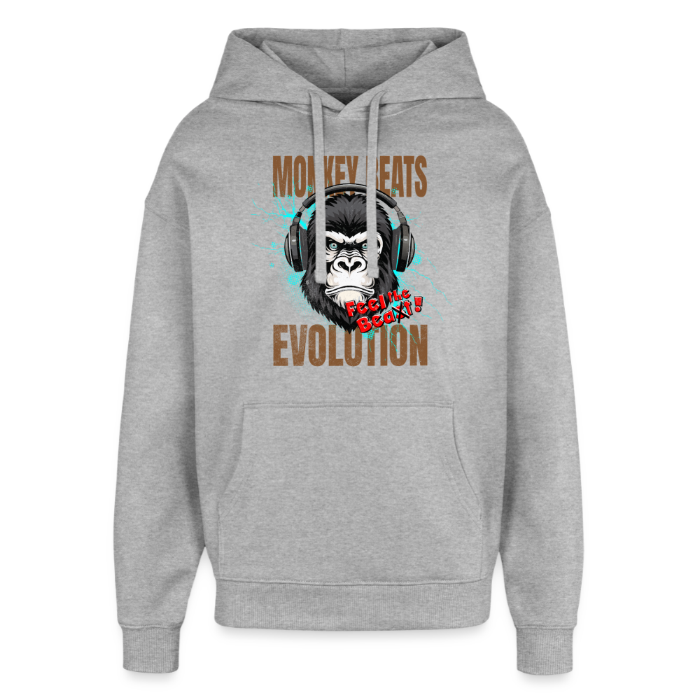 Monkey Beats Design – Oversized Unisex Hoodie - Grau meliert