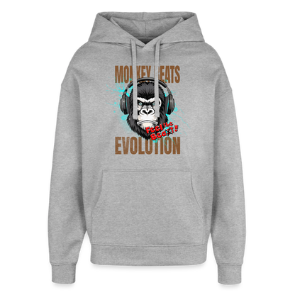 Monkey Beats Design – Oversized Unisex Hoodie - Grau meliert