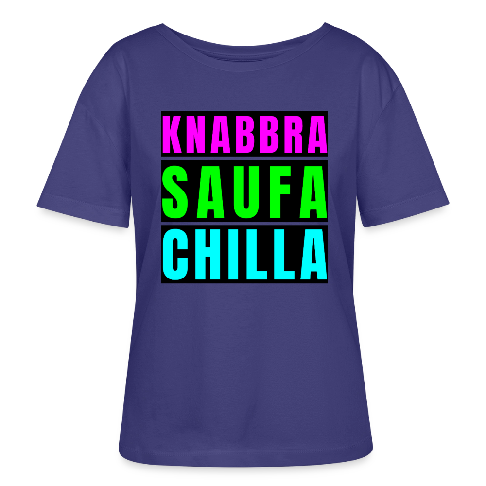 Knabbra Saufa Chilla Design – Rundhals Frauen Bio-T-Shirt - Dämmerung