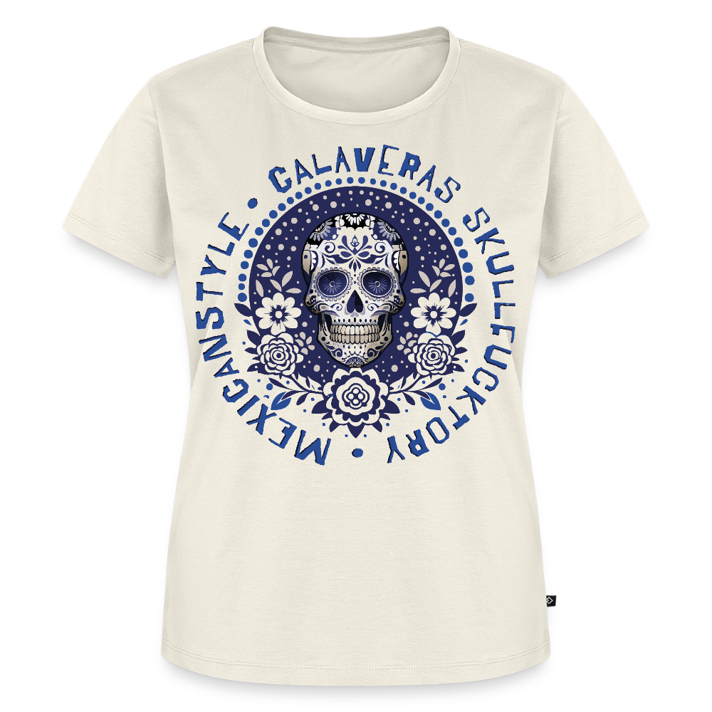Sugar Skull Blau Design – Frauen Premium T-Shirt - Naturweiß