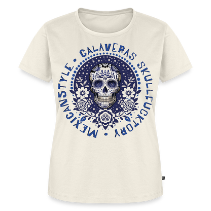 Sugar Skull Blau Design – Frauen Premium T-Shirt - Naturweiß