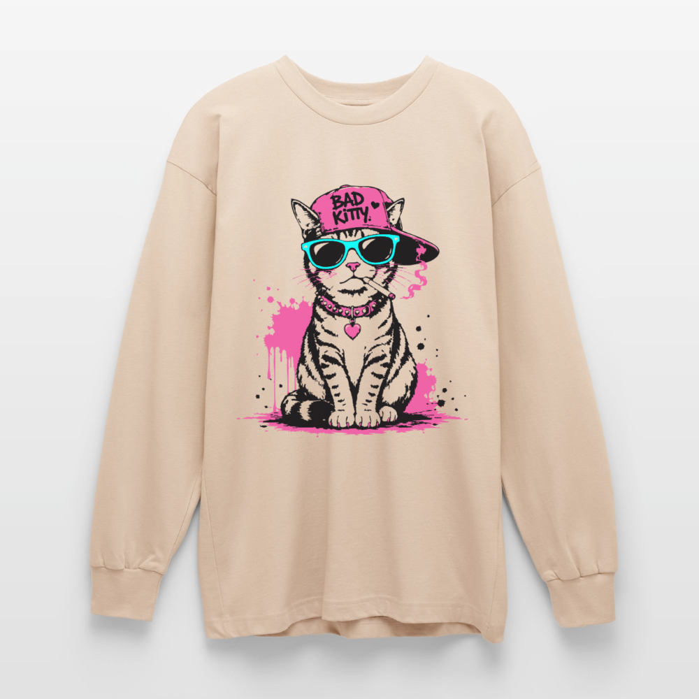 Bad Kitty Design – Oversized Langarmshirt - Sand