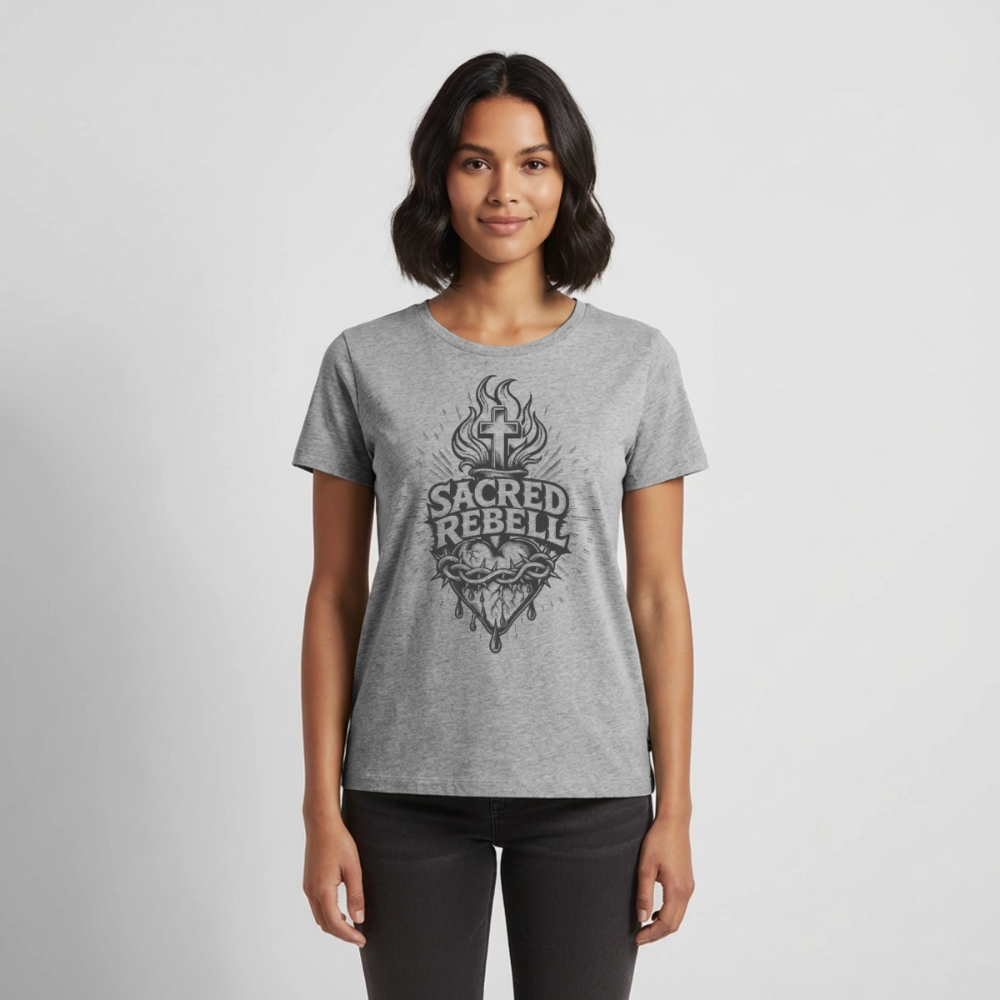 Sacred Rebell Design – Frauen Premium T-Shirt - Grau meliert