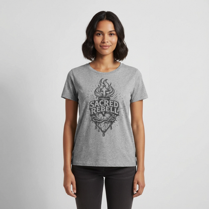 Sacred Rebell Design – Frauen Premium T-Shirt - Grau meliert
