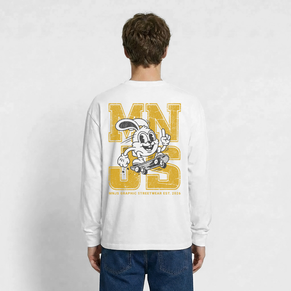 Skate Bunny Design – Oversized Langarmshirt - Weiß
