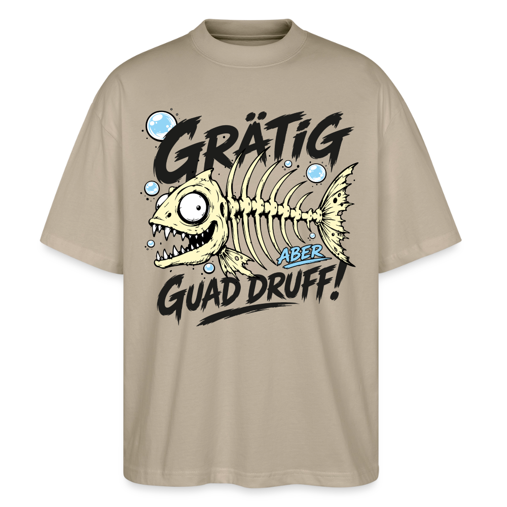 Fischskelett Grätig Design – Oversized Unisex Bio T-Shirt - Steingrau