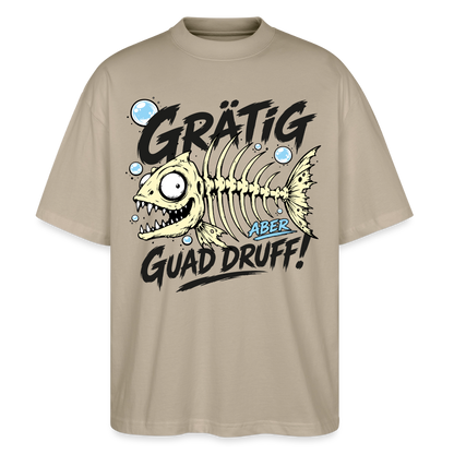 Fischskelett Grätig Design – Oversized Unisex Bio T-Shirt - Steingrau