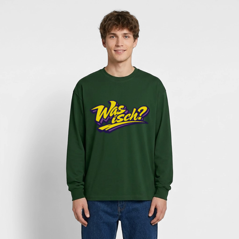 Was isch? Design – Oversized Langarmshirt - Flaschengrün