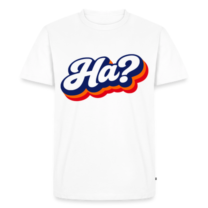 Ha? Design – Männer Premium T-Shirt - Weiß