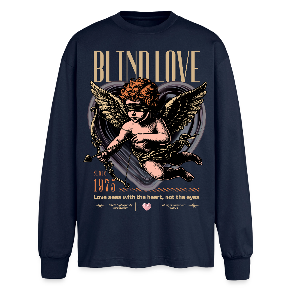 Blind Love Design – Oversized Langarmshirt - Navy