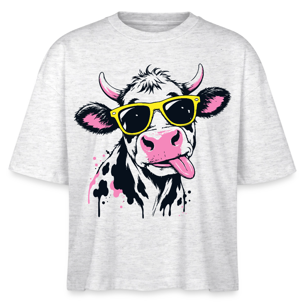 Street Cowboy Design – Frauen Boxy Bio-T-Shirt - Weiß meliert