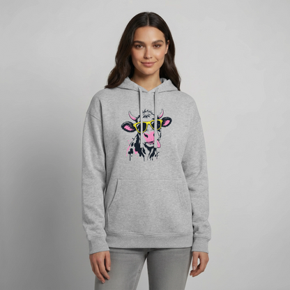 Street Cow Design – Oversized Unisex Hoodie - Grau meliert
