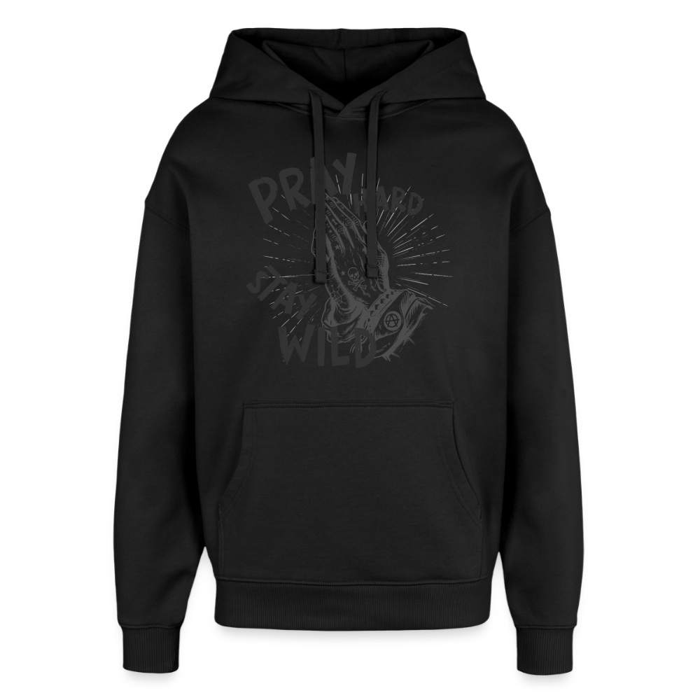 Pray Hard Design – Oversized Unisex Hoodie - Schwarz