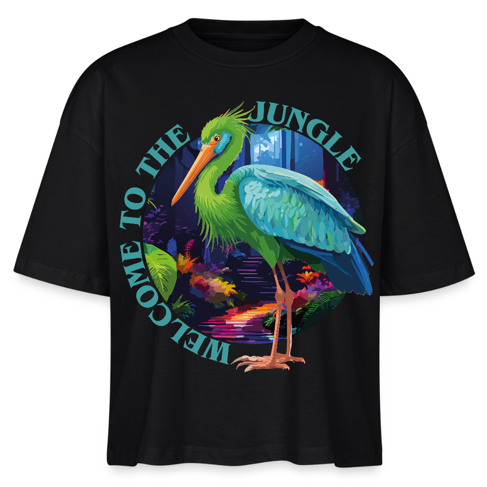 Jungle Design – Frauen Boxy Bio-T-Shirt - Schwarz