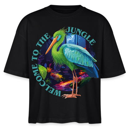 Jungle Design – Frauen Boxy Bio-T-Shirt - Schwarz