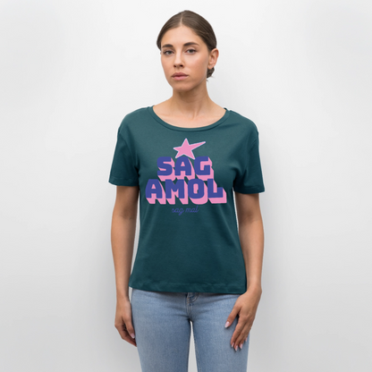 Sagamol Design – Rundhals Frauen Bio-T-Shirt - Dunkles Petrol