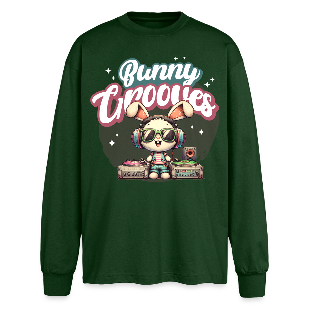 Bunny Grooves Design – Oversized Langarmshirt - Flaschengrün