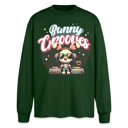 Bunny Grooves Design – Oversized Langarmshirt - Flaschengrün