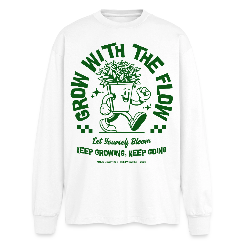 Keep Growing Design – Oversized Langarmshirt - Weiß
