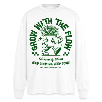 Keep Growing Design – Oversized Langarmshirt - Weiß