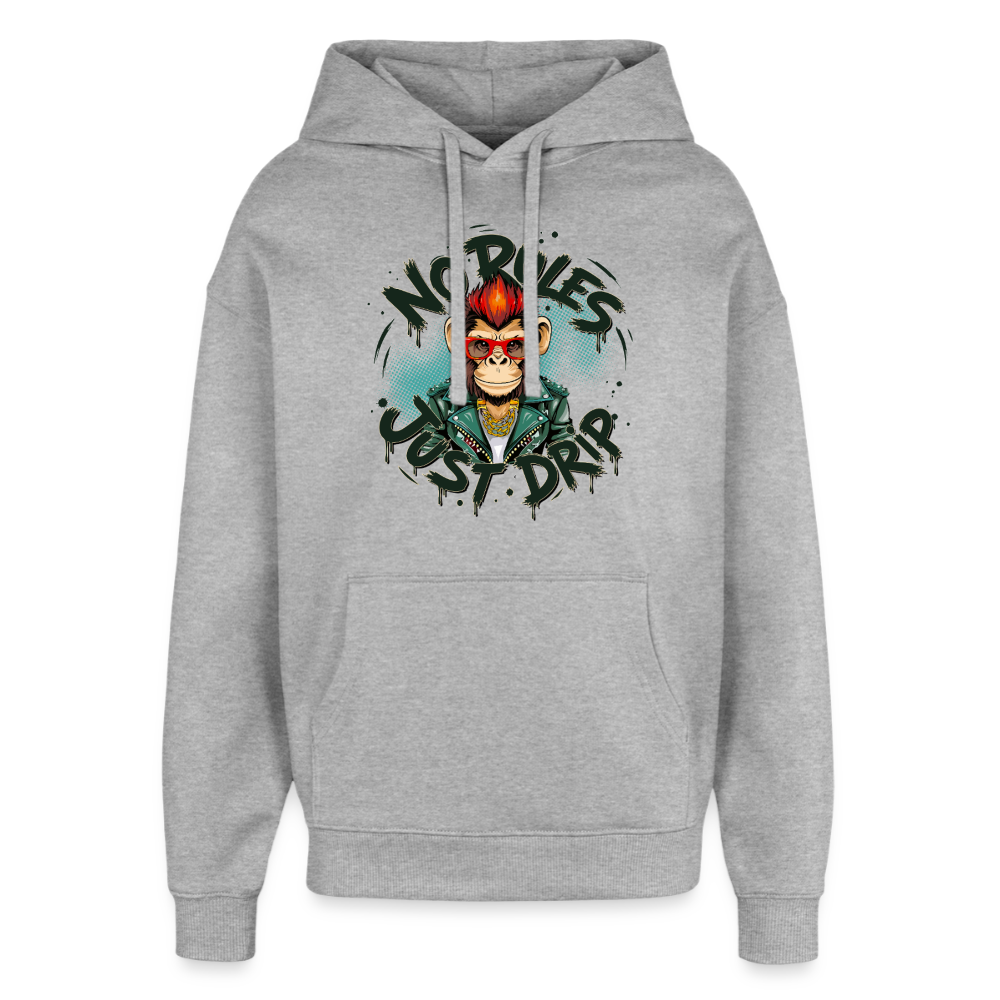 Monkey No Rules Design – Oversized Unisex Hoodie - Grau meliert