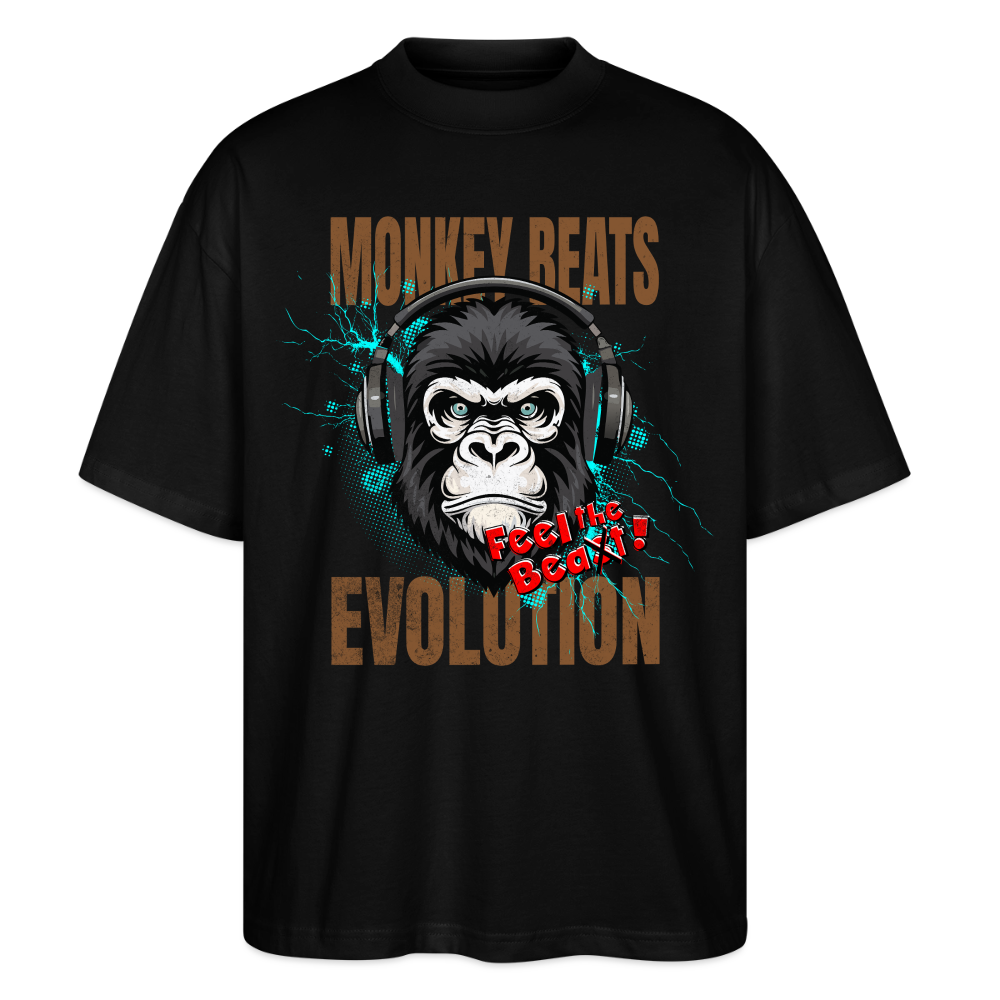 Monkey Beats Design – Oversized Unisex Bio T-Shirt - Schwarz