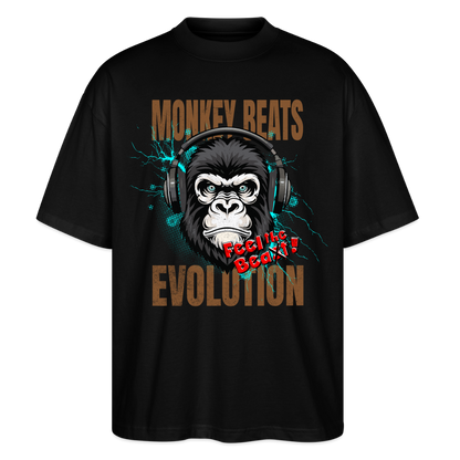 Monkey Beats Design – Oversized Unisex Bio T-Shirt - Schwarz