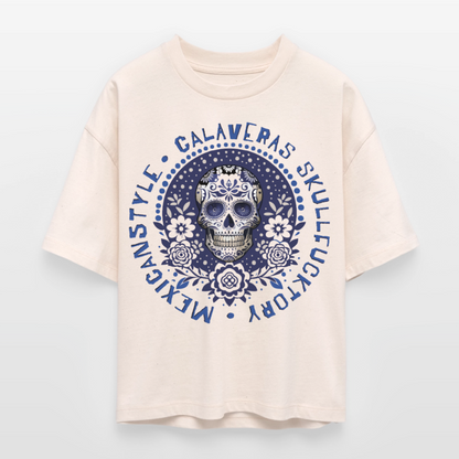 Sugar Skull Blau Design – Frauen Boxy Bio-T-Shirt - Natur
