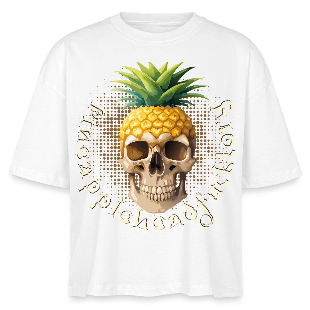 Pineapple Skull Design - Frauen Boxy Bio-T-Shirt - Weiß