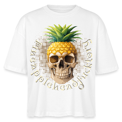 Pineapple Skull Design - Frauen Boxy Bio-T-Shirt - Weiß