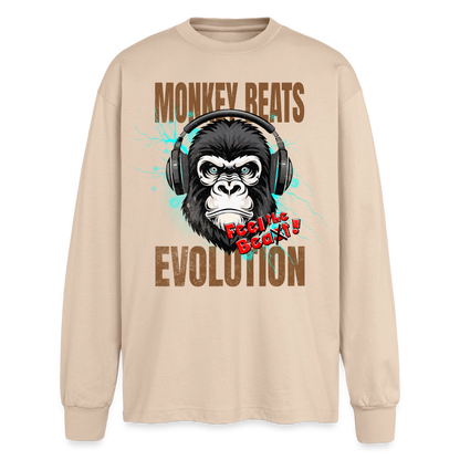 Monkey Beats Design – Oversized Langarmshirt - Sand