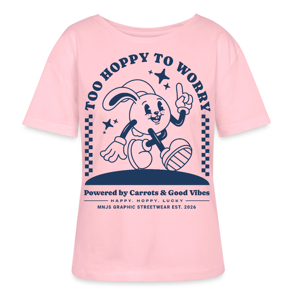 Too Hoppy Too Worry Design – Rundhals Frauen Bio-T-Shirt - Hellrosa