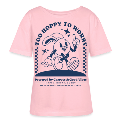 Too Hoppy Too Worry Design – Rundhals Frauen Bio-T-Shirt - Hellrosa
