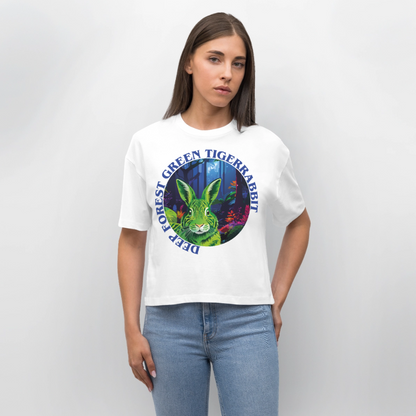 Tiger Rabbit Design – Frauen Boxy Bio-T-Shirt - Weiß