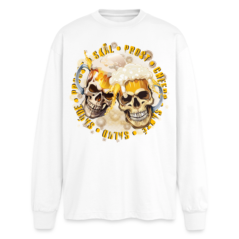 Party Skull Design – Oversized Langarmshirt - Weiß