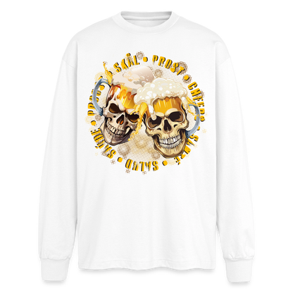 Party Skull Design – Oversized Langarmshirt - Weiß