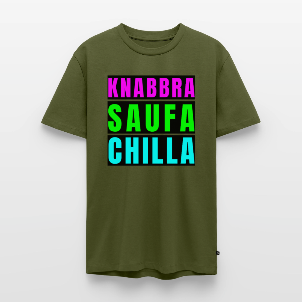 Knabbra Saufa Chilla Design – Männer Premium T-Shirt - Khaki