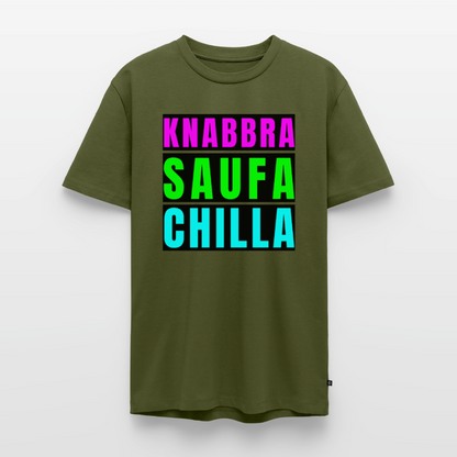 Knabbra Saufa Chilla Design – Männer Premium T-Shirt - Khaki