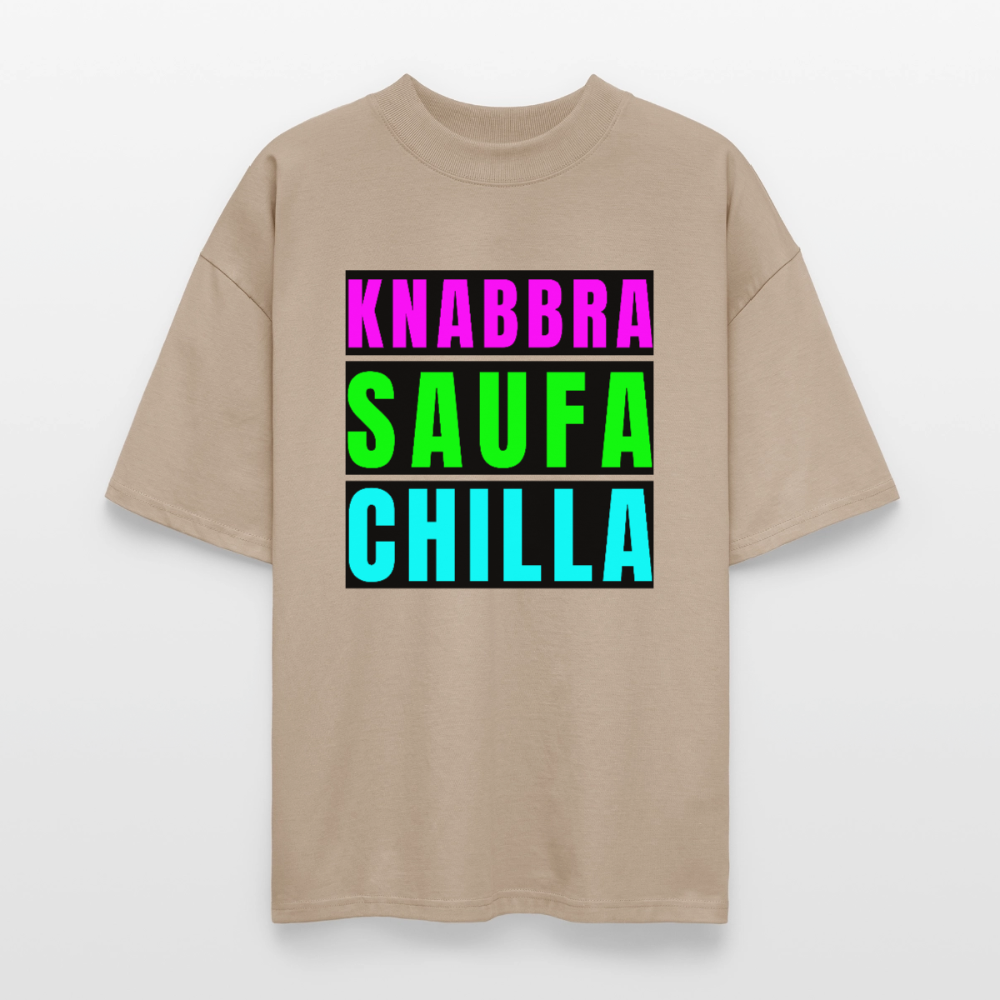Knabbra Saufa Chilla Design – Oversized Unisex Bio T-Shirt - Steingrau