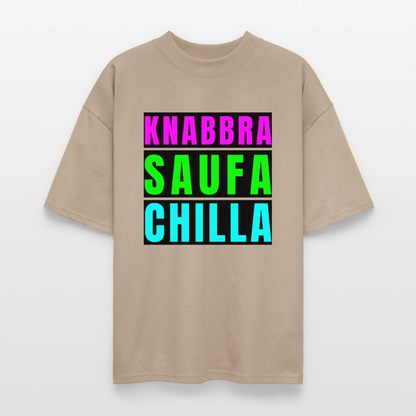 Knabbra Saufa Chilla Design – Oversized Unisex Bio T-Shirt - Steingrau