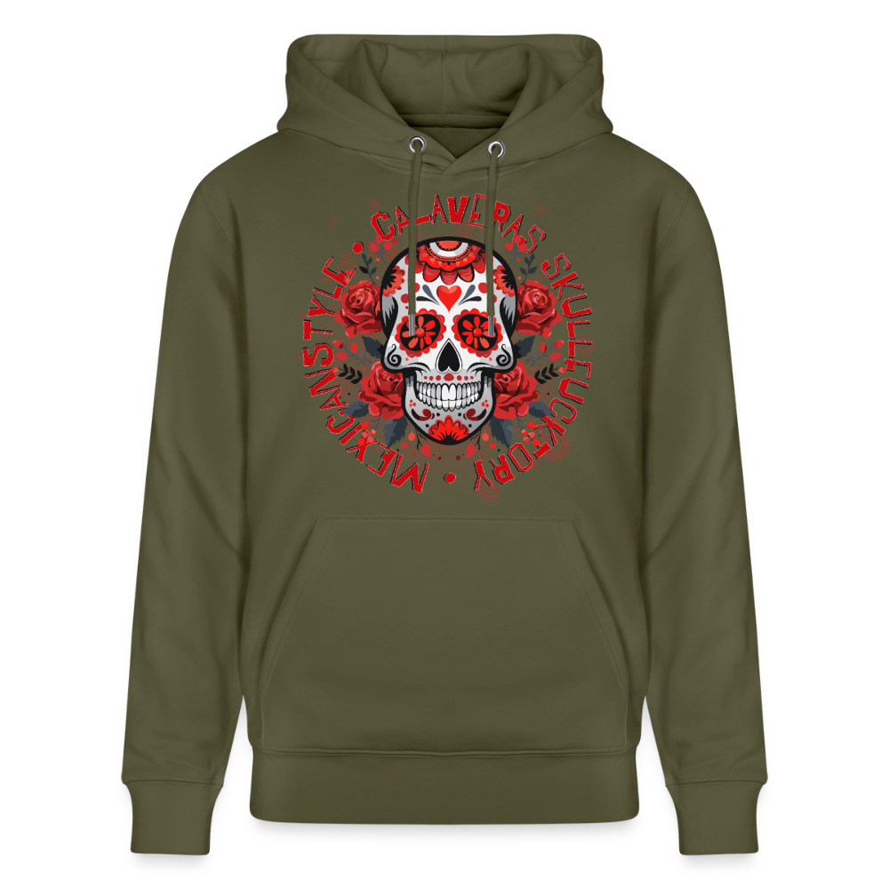 Sugar Skull Rosen Design - Unisex Bio-Hoodie - Khaki Grün