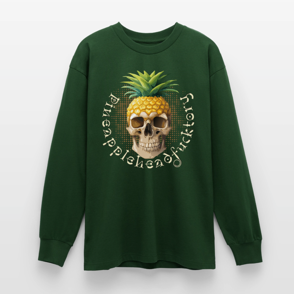 Pineapple Skull Design - Oversized Langarmshirt - Flaschengrün