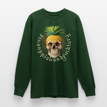 Pineapple Skull Design - Oversized Langarmshirt - Flaschengrün