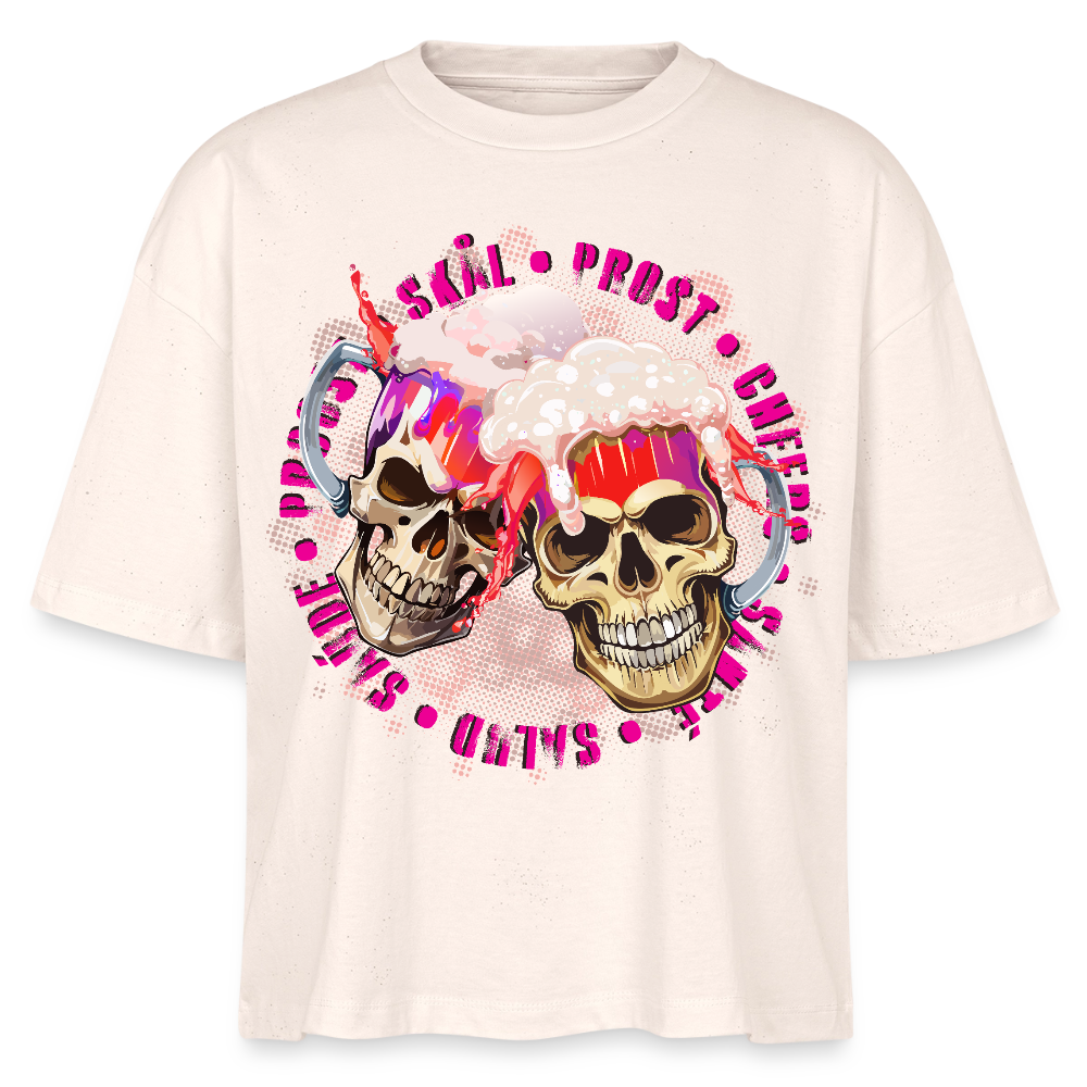 Party Skull Design Pink – Frauen Boxy Bio-T-Shirt - Natur