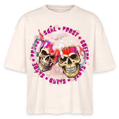 Party Skull Design Pink – Frauen Boxy Bio-T-Shirt - Natur
