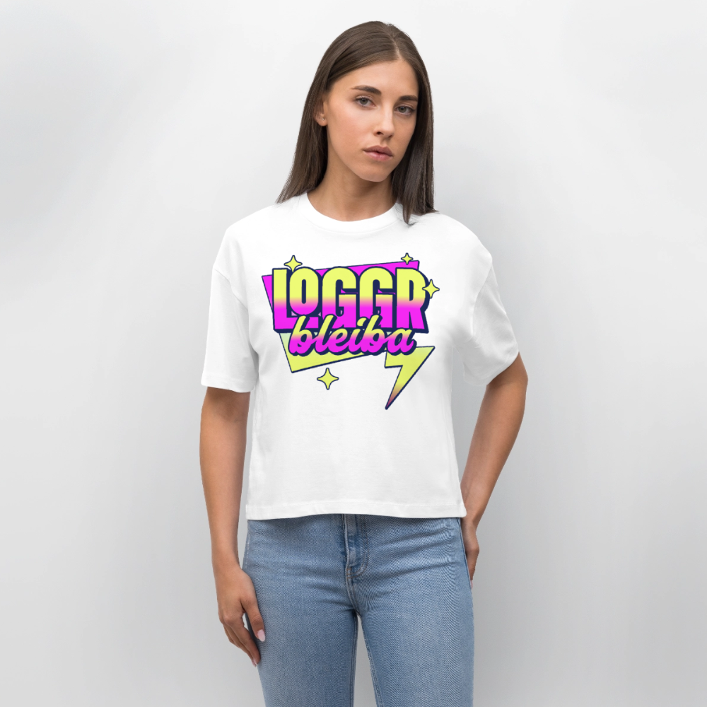 Logo bleibt Design – Frauen Boxy Bio-T-Shirt - Weiß