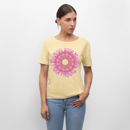 Mandala Pink Design – Rundhals Frauen Bio-T-Shirt - Creme