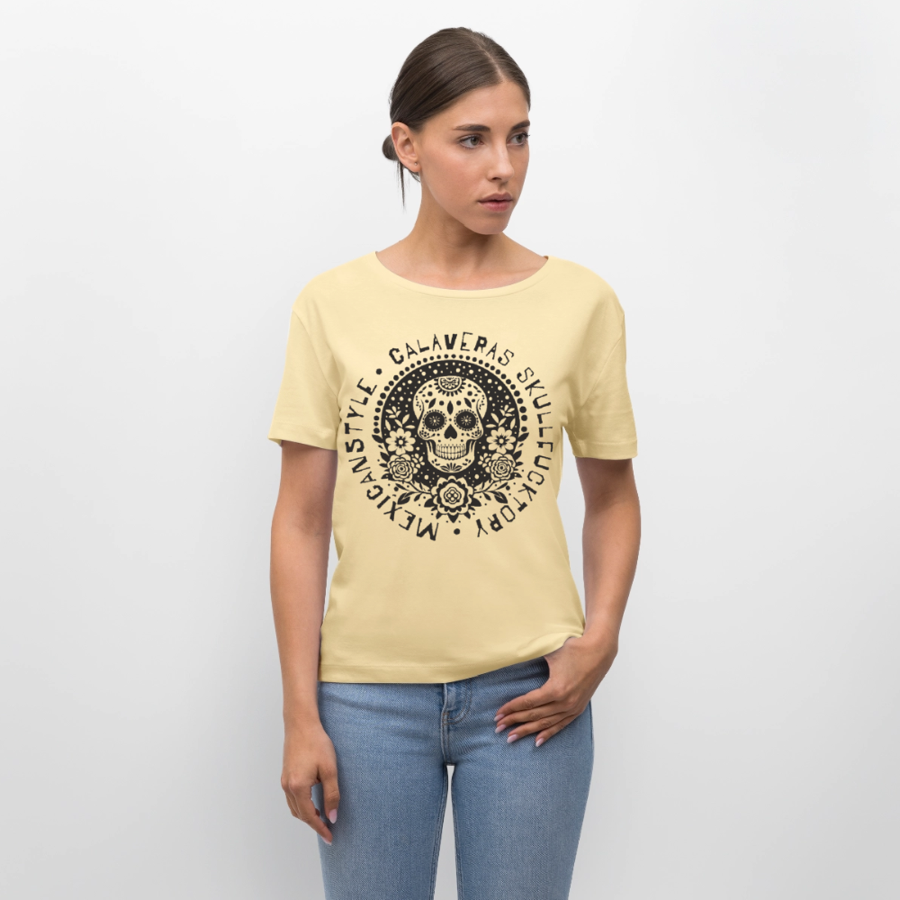 Sugar Skull Black Design - Rundhals Frauen Bio-T-Shirt - Creme